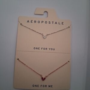 Aeropostale Dual-Tone Heart Necklace Set